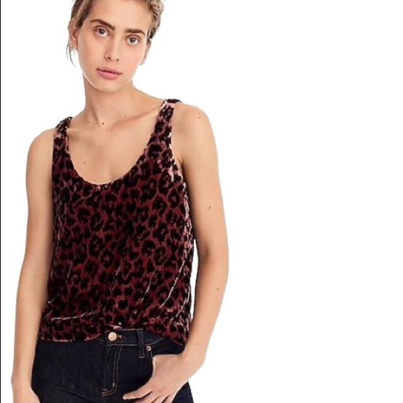 J. Crew Tops - J.Crew Leopard Print Velvet Tank Top Size 8